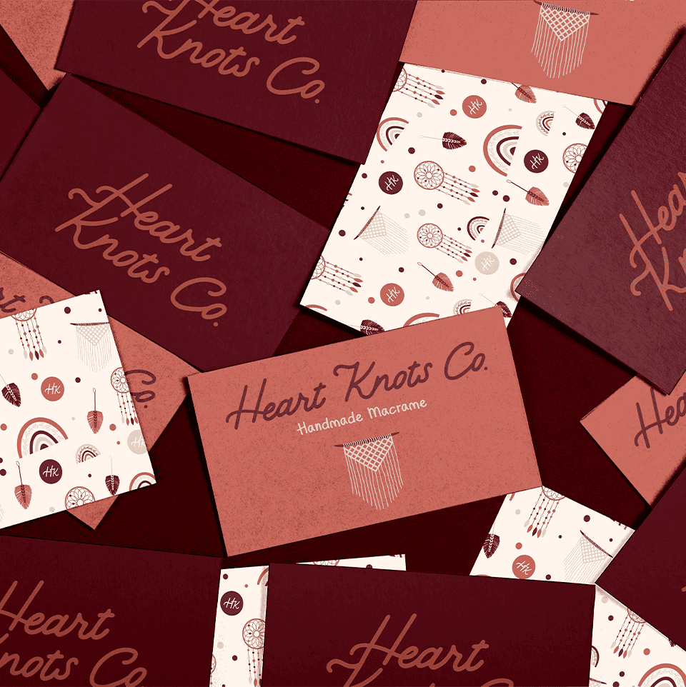 business cards for heart knots co brand identity