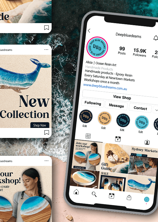 deep blue dreams brand instagram posts layout mockup