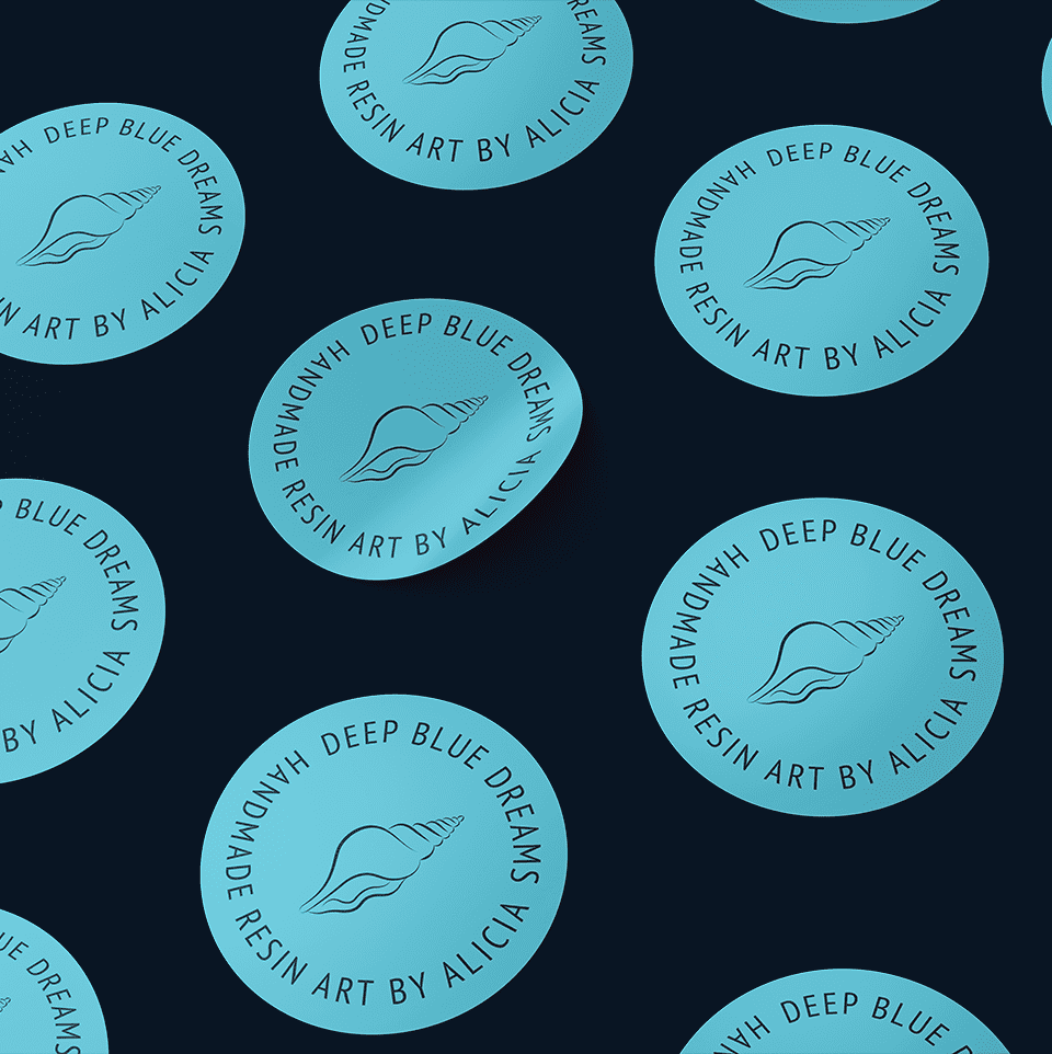 deep blue dreams brand stickers mockup