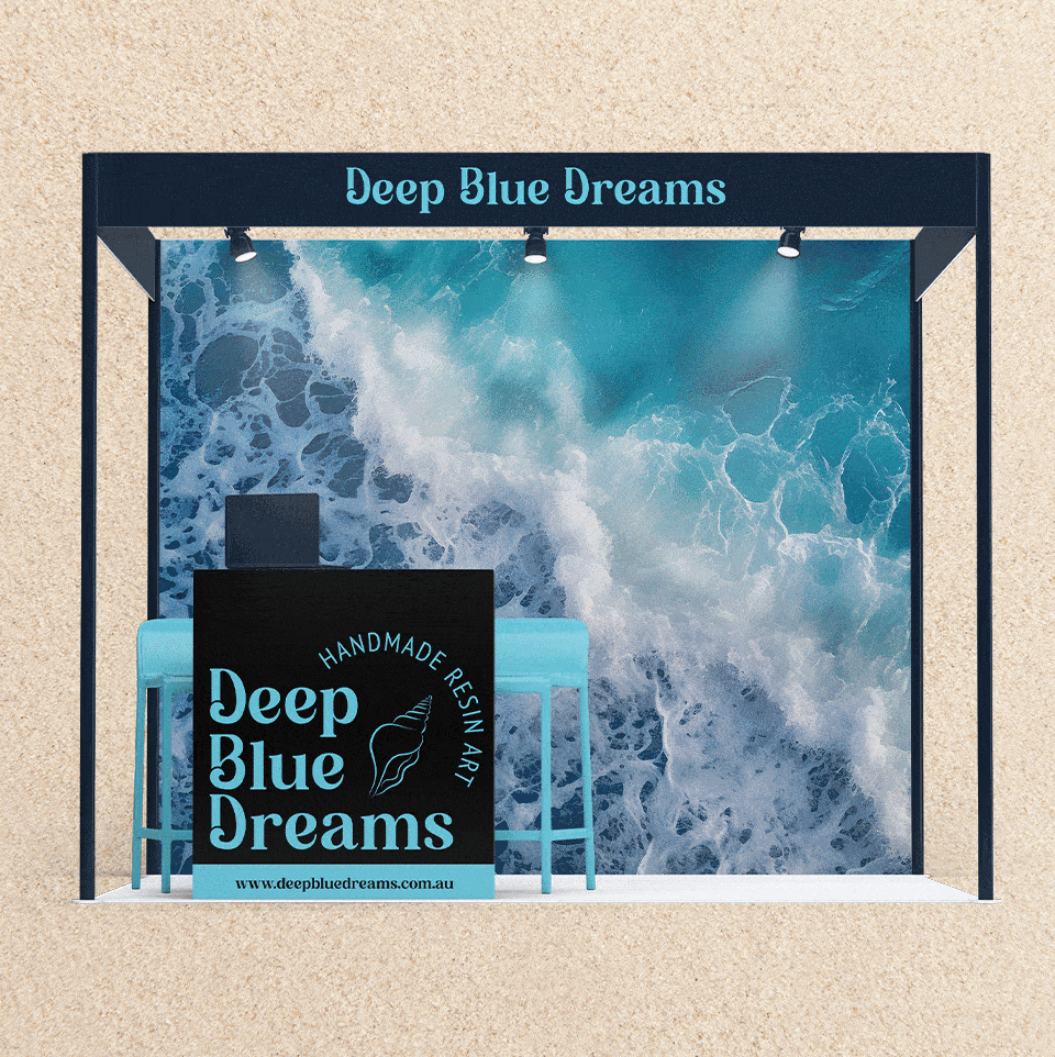 deep blue dreams brand trade show booth mockup