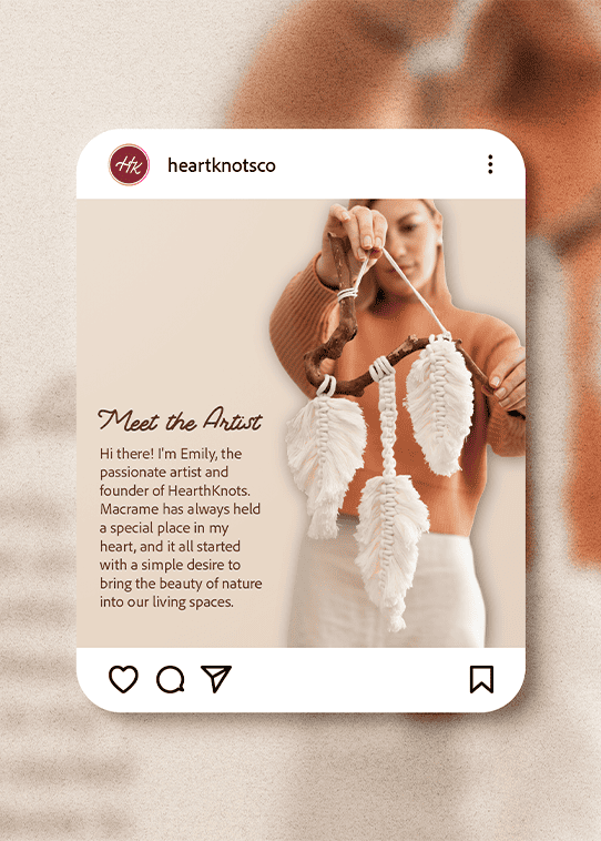 instagram post meet the artist heart knots co brand identity