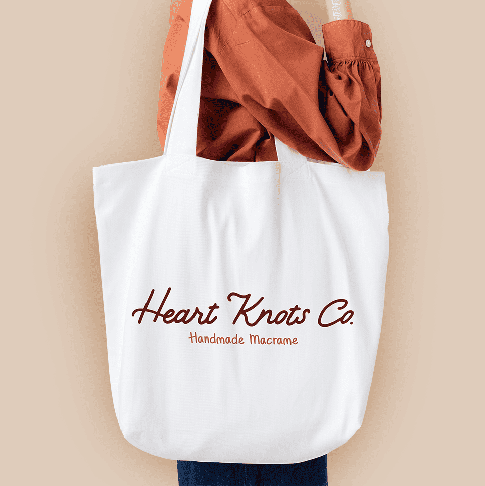primery logo mockup bag heart knots co brand identity