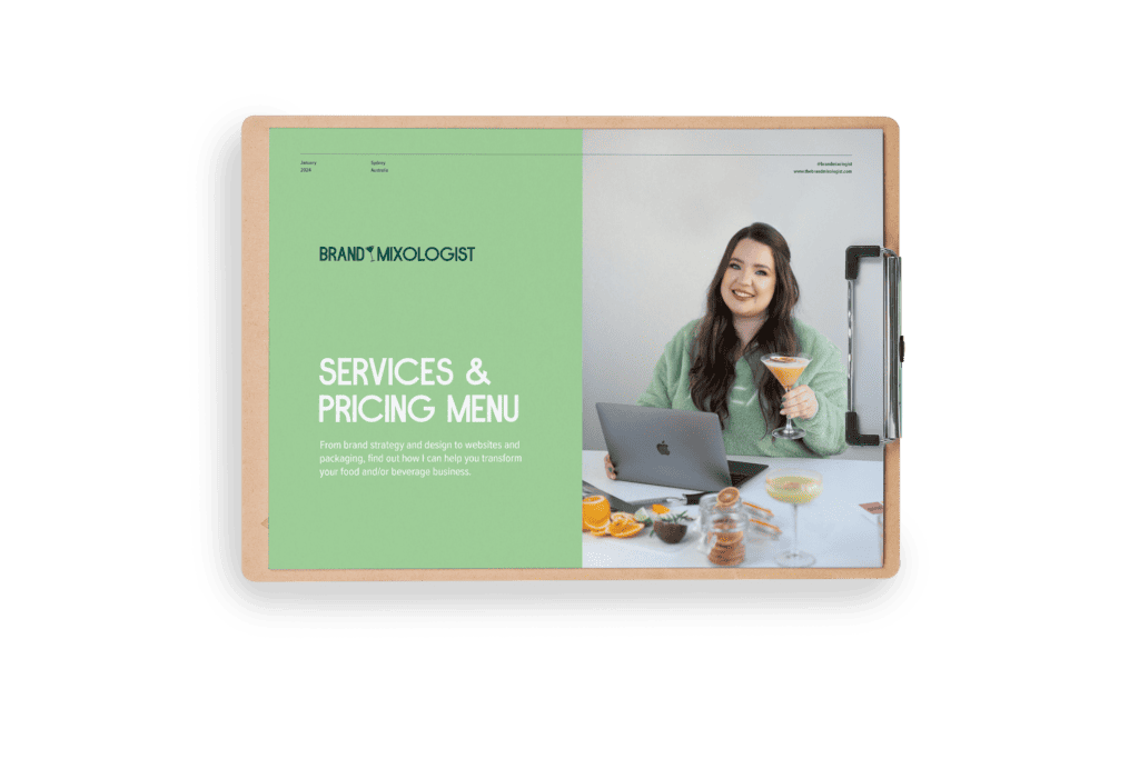 services and price menu cover